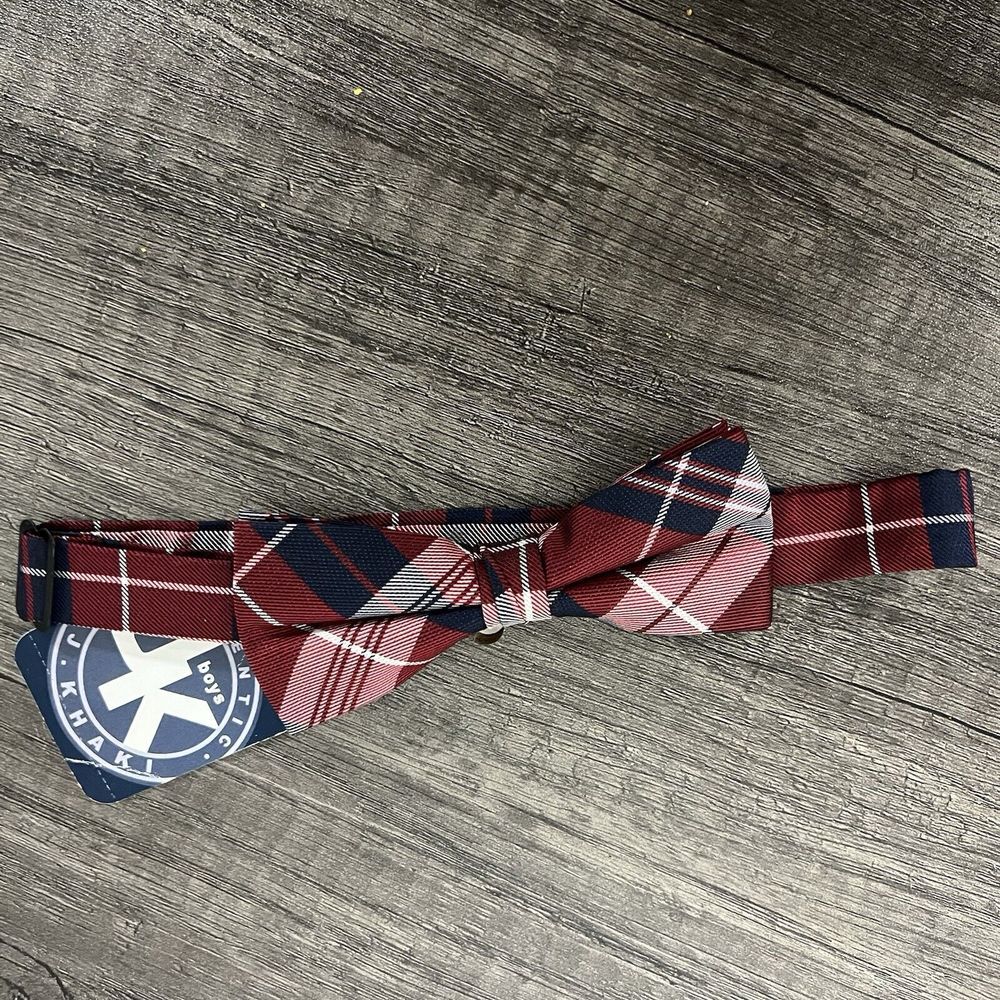 J. KHAKI Kids Bow Tie Red‎ Checkered 100% Silk
